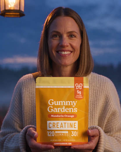 Lifestyle photo: Mandarin Orange, woman holding the pouch outdoors