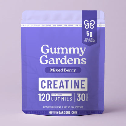 Gummy Gardens Mixed Berry low sugar creatine gummies, pouch front