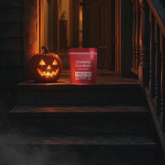 Gummy Gardens Cherry Apple low sugar creatine gummies – Halloween video: Candy? No. Creatine. (hook-first cut)