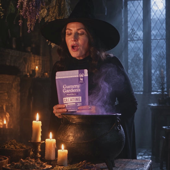 Gummy Gardens Mixed Berry low sugar creatine gummies – Halloween video: the witch who quit stirring (hook-first cut)