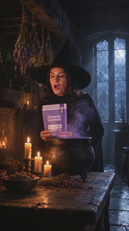 Gummy Gardens Mixed Berry low sugar creatine gummies – Halloween video: the witch who quit stirring (hook-first cut)